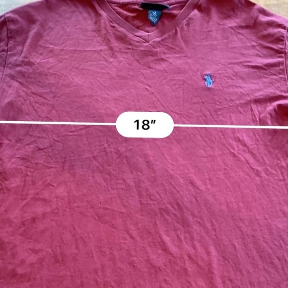 Polo by Ralph Lauren Men’s Small Maroon V-Neck 100% Cotton Short Sleeve T-Shirt - Picture 5 of 10